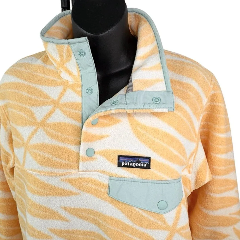 Patagonia Synchilla Snap-T Pullover Eucalyptus Fronds Vela Peach Yellow Women S - Picture 5 of 9